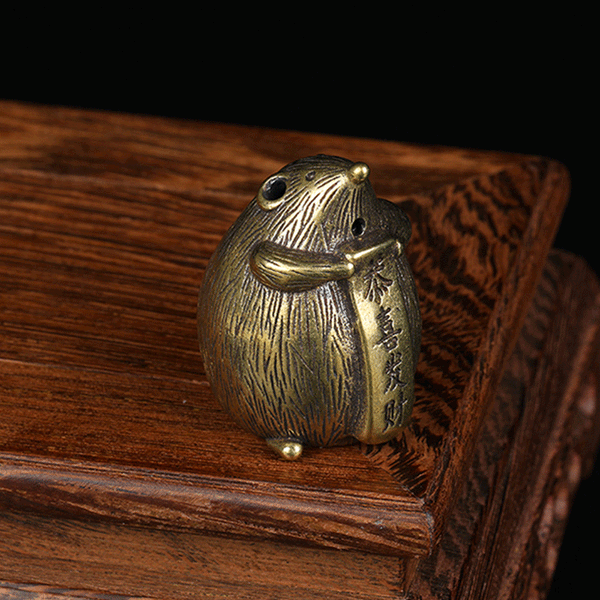 Small Copper Ware, Fortune, Copper Mouse Paper Press, Ornamental Device, Zodiac Rat